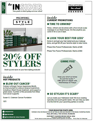 October Insider at Paul Mitchell the School Roanoke icon